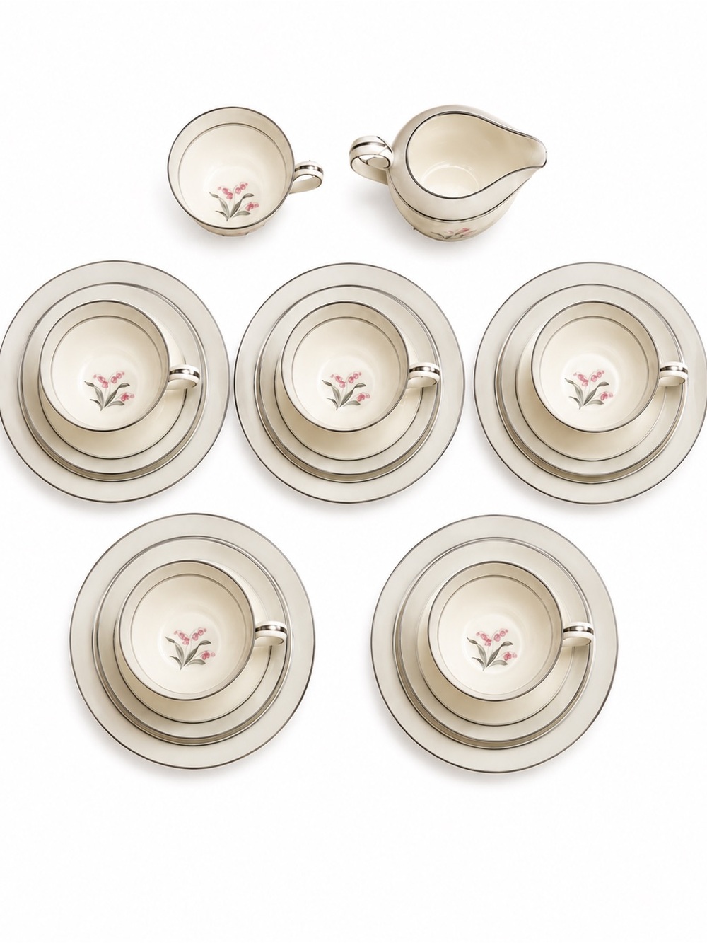 Noritake China Japan Floral Tea Set 17 Pc 5 Place Settings Creamer
